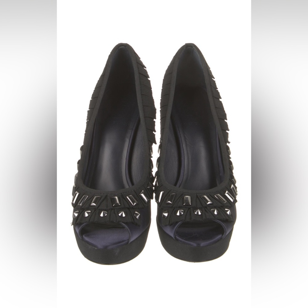 Tory Burch Black Studded Peep-Toe Heels